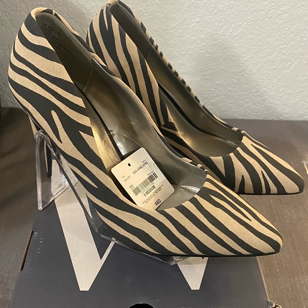 Worthington Zebra Stripe Heels in Tan and Black